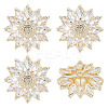 4Pcs 1-Hole Brass Pave Clear Cubic Zirconia Buttons BUTT-MA0001-15A-G-1