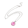 Glass Flat Round Pendant Necklace with Brass Chain LS-NJEW-A003-01A-1