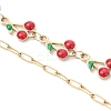 4Pcs 4 Styles 304 Stainless Steel Enamel Red Cherry Link Chain Bracelet Making AJEW-JB01482-4