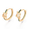 Brass Cubic Zirconia Hoop Earrings EJEW-Q014-05G-1