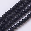 Synthetic Black Stone Beads Strands G-C059-4mm-1-1