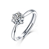 Rhodium Plated 925 Sterling Silver Moissanite Rhinestone Adjustable Rings for Women AJEW-U007-12P-4