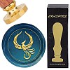 Brass Wax Seal Stamp with Wood Handle AJEW-WH0412-0280-1