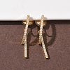 Brass Micro Pave Clear Cubic Zirconia Stick Clip-on Earrings EJEW-K286-13G-1