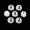 Bees Theme Printed Wooden Beads WOOD-D006-05A-2