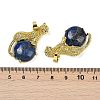Dyed Natural Lapis Lazuli Ball with Leopard Shape Brass Pendants KK-F887-04G-23-3