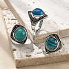 Natural Banded Agate Adjustable Rings G-P560-03AS-16-1