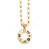 Brass Pave Colorful Cubic Zirconia Initial Pendant Necklaces FS-WG26597-15-1