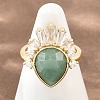 Brass with Natural Green Aventurine Finger Rings GG-CBACC2B-07G-06-1