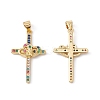 Rack Plating Brass Micro Pave Cubic Zirconia Pendants ZIRC-C040-45G-01-1