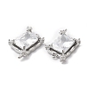 Brass Pave Cubic Zirconia with Glass Pendants KK-G465-47P-2