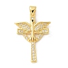 Brass Micro Pave Cubic Zirconia Pendants KK-U053-17G-02-1