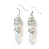 Opalite Bullet with Flower Dangle Earrings EJEW-G300-02P-04-2