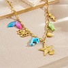 Ocean 304 Stainless Steel & Plastic Starfish Sea Horse Fish Pendant Necklaces for Women NJEW-G180-04G-4