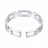 Non-Tarnish 304 Stainless Steel Rectangle Wrap Open Cuff Ring RJEW-T023-70P-2