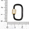 Oval Brass Micro Pave Clear Cubic Zirconia Screw Carabiner Clasps KK-B167-01B-04G-3