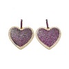 Heart Brass Micro Pave Cubic Zirconia Pendants KK-G435-04G-04-2