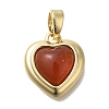 Natural Carnelian(Dyed & Heated) Heart Charms KK-K388-02G-1