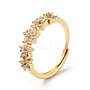 Clear Cubic Zirconia Flower Adjustable Ring RJEW-I087-08-2