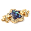 Rack Plating Brass Micro Pave Clear Cubic Zirconia Flower Links Connector Charms KK-K385-104G-02-2