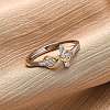 Brass Micro Pave Clear Cubic Zirconia Adjustable Finger Rings for Women RJEW-S624-03PG-2