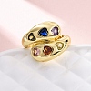 Brass Micro Pave Cubic Zirconia Adjustable Cuff Rings for Women RJEW-U053-01G-2