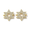 Rack Plating Brass Micro Pave Clear Cubic Zirconia Connector Charms KK-P245-03G-1