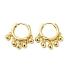 Brass Round Beads Dangle Hoop Earrings for Women EJEW-A079-07G-1