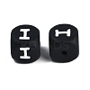 20Pcs Black Cube Letter Silicone Beads 12x12x12mm Square Dice Alphabet Beads with 2mm Hole Spacer Loose Letter Beads for Bracelet Necklace Jewelry Making JX433I-2