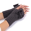 Acrylic Fibers Bowknot Knitting Fingerless Gloves PW-WG73400-04-1