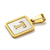 PVD Vacuum Plating 304 Stainless Steel Pave Natural White Shell Pendants STAS-S130-03G-T-2