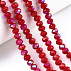 Electroplate Opaque Solid Color Glass Beads Strands EGLA-A034-P6mm-L21-4