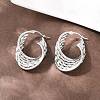 304 Stainless Steel Twist Ring Stud Earrings EJEW-P324-10P-3