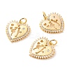 Valentine's Day Theme Brass Micro Pave Clear Cubic Zirconia Pendants ZIRC-P094-19G-RS-1