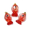 Handmade Dichroic Foil Lampwork Pendants X2-DICH-G001-01G-03-1