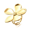 Flower 304 Stainless Steel Open Cuff Ring for Women LS-RJEW-R006-03G-02-4