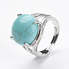 Adjustable Synthetic Turquoise Finger Rings RJEW-F075-01R-4