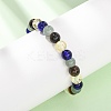 Natural Tiger Eye & Glass Beads Stretch Bracelets for Women Men BJEW-P398-01C-1