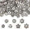 400Pcs 7 Style Tibetan Style Alloy Bead Caps TIBE-YW0001-80-1