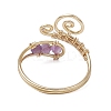 3Pcs Natural Amethyst & Green Aventurine & Rose Quartz Finger Rings RJEW-JR00838-6