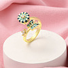 Helm & Butterfly Enamel Rotatable Cuff Rings for Women RJEW-R005-09G-1