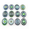 Geometric Flower Pattern Glass Oval Flatback Cabochons for DIY Projects X-GGLA-R022-35x25-80-1