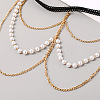 White Plastic Imitation Pearl Beaded Alloy Chain Tassel Leg Chain FS-WGC7B18-01-2