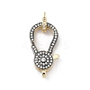 Flat Round Brass Micro Pave Clear Cubic Zirconia Lobster Claw Clasps KK-U062-26G-1