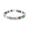 Natural Lodolite Quartz/Garden Quartz Round Beaded Stretch Bracelet BJEW-JB08919-01-1