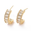 Clear Cubic Zirconia Arc Stud Earrings EJEW-F298-07G-1