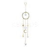 Natural Green Aventurine Woven Net/Web with Feather Window Hanging Suncatchers HJEW-JM00852-02-3