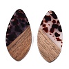 Transparent Resin and Walnut Wood Pendants RESI-T057-05B-2