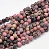 Frosted Natural Rhodonite Round Bead Strands LS-G-F266-13-6mm-1