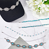 2 Sets 2 Styles Synthetic Turquoise Chips & Plastic Imitation Pearl Beads Hat Chain AJEW-CN0004-03-3